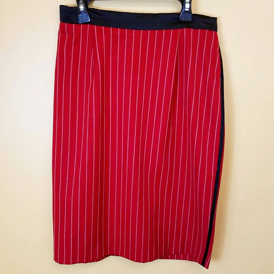 Vintage S.L. Fashions Red Pinstripe Pencil Skirt